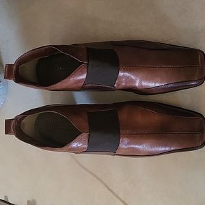 Sesto Meucci color block brown leather slip on loafers size 10